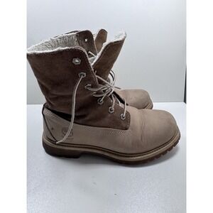 Timberland Authentics Teddy Fleece Women's 7 36 Taupe Waterproof Fold-Down Boot